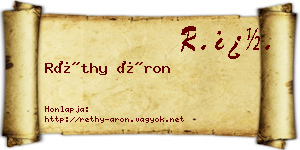 Réthy Áron névjegykártya